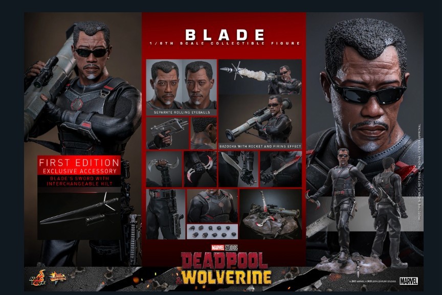 Hot Toys Blade 1st Edition MMS791B 1/6 Scale 12″ 9139532 Deadpool & Wolverine
