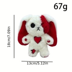 Goth Bunny Red/ White Plush (Size: 7.09in×5.12in) Christmas Gift