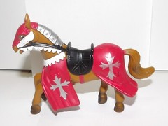 Simba Medieval Kingdoms Horses Lot of 2 Red/Silver & Black/Purple USED