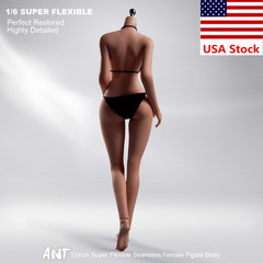 1/6 Female Black Skin Medium Breast Flexible Seamless Body 12”Action Figure