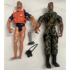 Lot Of 2 Vintage GI Joe Soldiers 12″ Lanard Toys 2003 Hasbro 1986 USCG