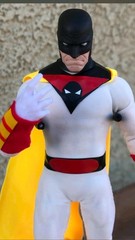 Space Ghost Action Figure White Yellow Cape Plastic Fabric Red Black