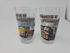 TRANSFORMERS Bumblebee & Optimus Prime, 8 oz drinking glasses 2015 Hasbro