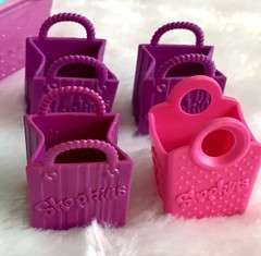 🌷Lot 14 Shopkins Empty Rubber Silicone Shopping Bags Baskets Party Favors