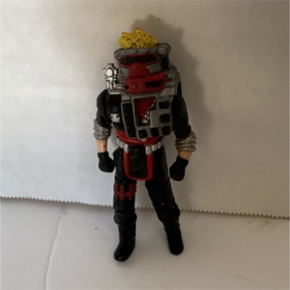 Mini Male Action Figure Adjustable Black/Red/Silver Outfit w/ Backpack