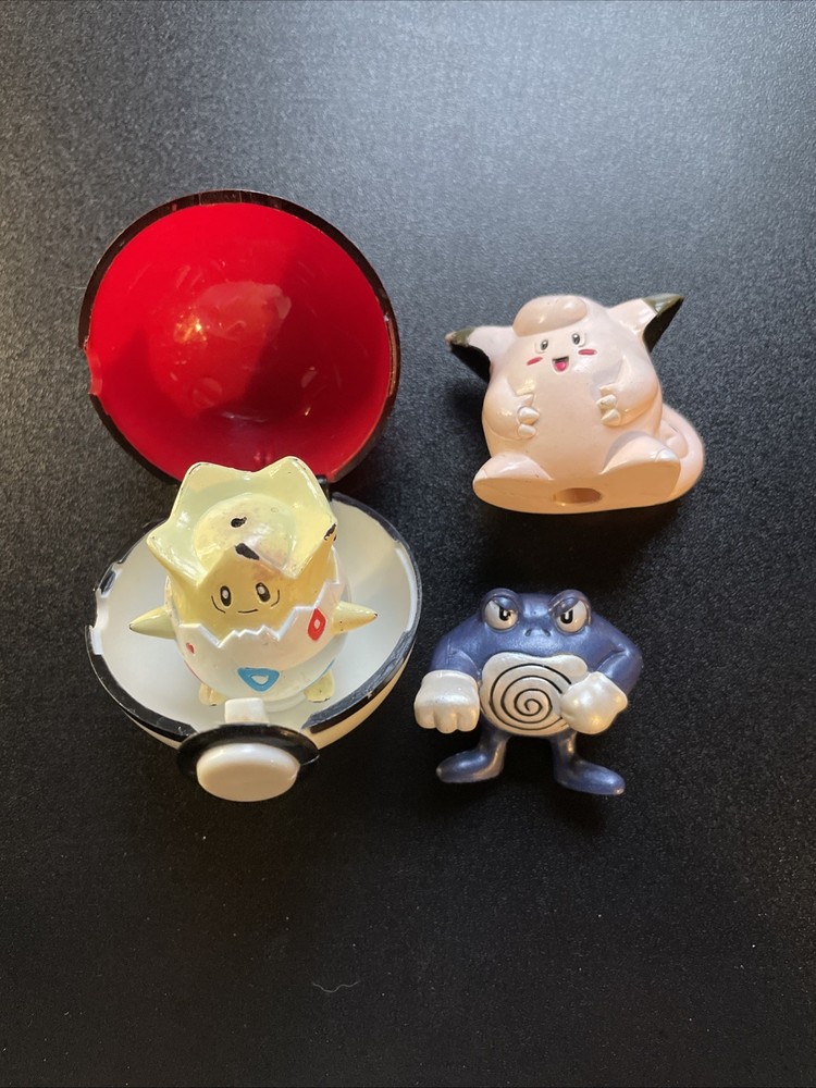 Tomy Pokemon Clefairy Togipi Poliwrath Mini Figures 1999 Nintendo Pokeball Read