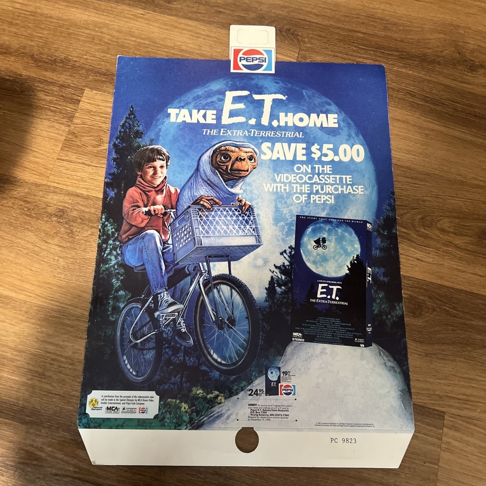 E.T. PEPSI VHS bottle display advertising giveaway extra terrestrial 80s RARE