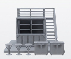 Container Cafe Kiosk Diorama 1:12 1:18 3D Printed Terrain 6 or 4 Inch Figures