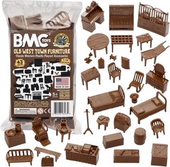 BMC Classic Marx Western Town Furniture 42pc Plastic Cowboy Playset Accessories