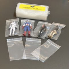 Lot 100 PCS RARE ZIPPER BAGS FOR 3.75” ACTION 3 3/4 FIGURES & A BOX GIFTS TOYS