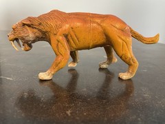 Imperial Toys Saber Tooth Tiger Smilodon Hard Rubber PVC Toy Figure Vintage 1988