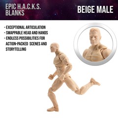 Champagne Beige 1:12 EPIC HACKS Blank Male Action Figure 6″ Boss Fight