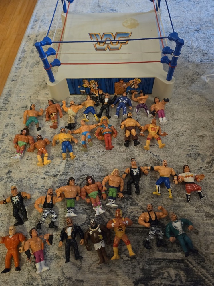 Vintage 1980s WWE WWF Action Figure Wrestlemania collection plus wrestling ring