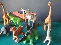 Lot of 13 Mixed Toy Plastic Rubber Dinosaurs. Great for school projects