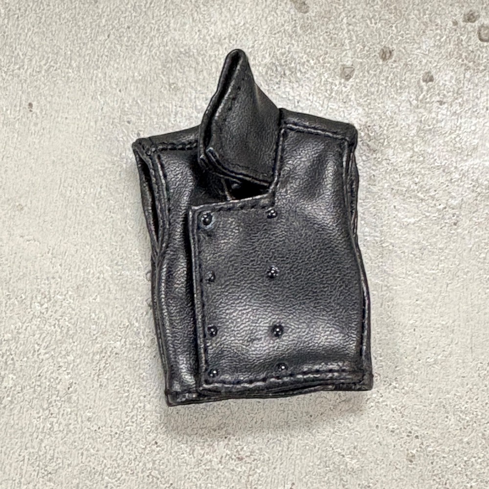 PB-SPD-VST: 1/12 Spiderman Noir Style black faux leather vest for 6″ slim figure