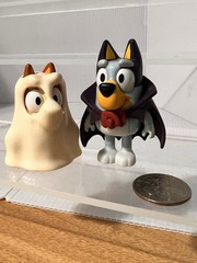 EUC Lot Of 2 Mini Figures Bluey Halloween Costumes Ghost Vampire Toys