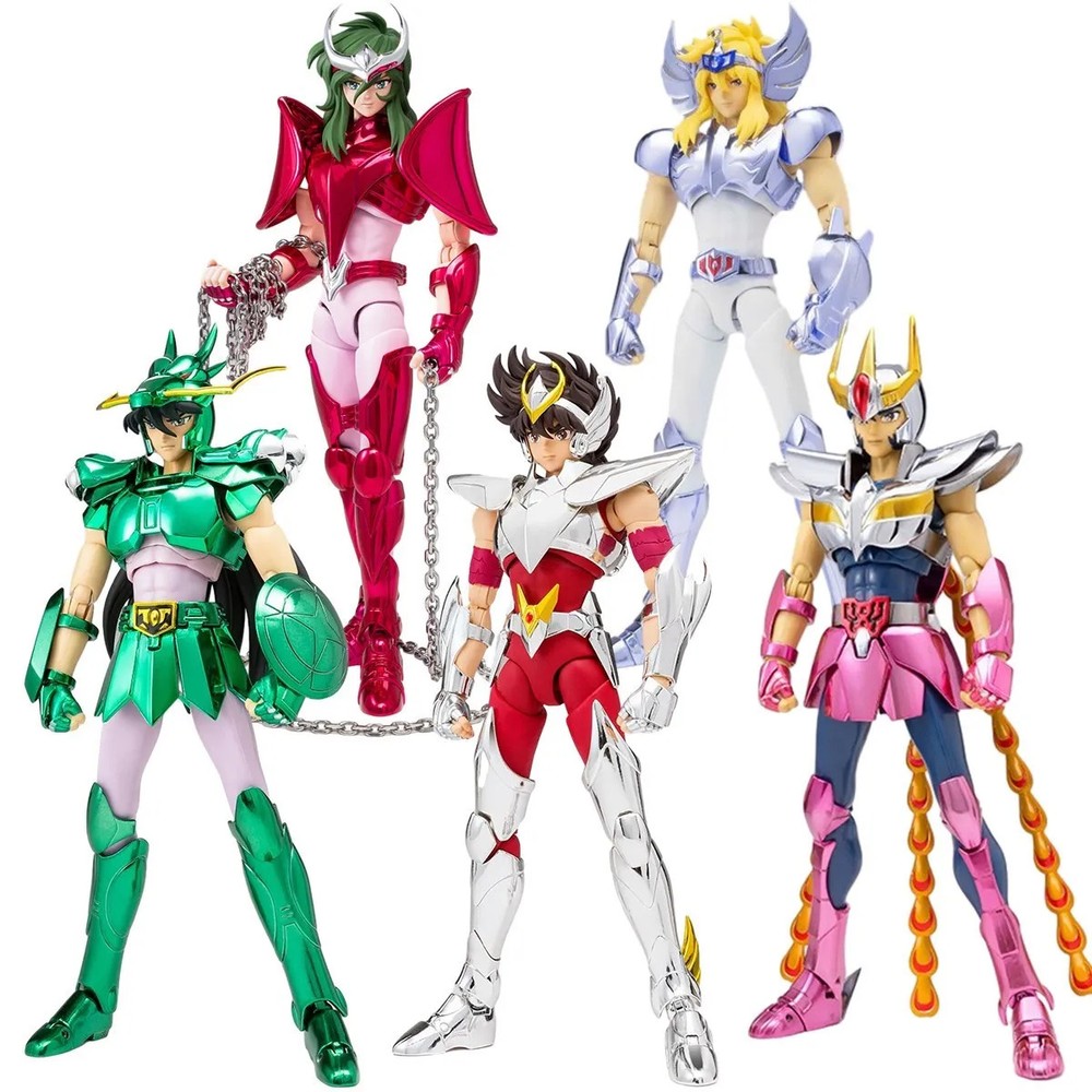 5Pcs Saint Seiya Figures 19cm Seiya Ikki Hyoga Shiryu Anime Collectible Toy