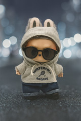 NO DOLL! Clothes for LABUBU Monsters Plush – Gray Hoodie with Denim Pants Outfit
