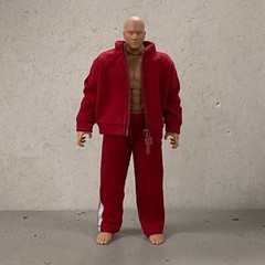 SU-TKST-RD-L: 1/12 Red tracksuit (Jacket, Pants) for 6″ muscular or 7″ WWE body
