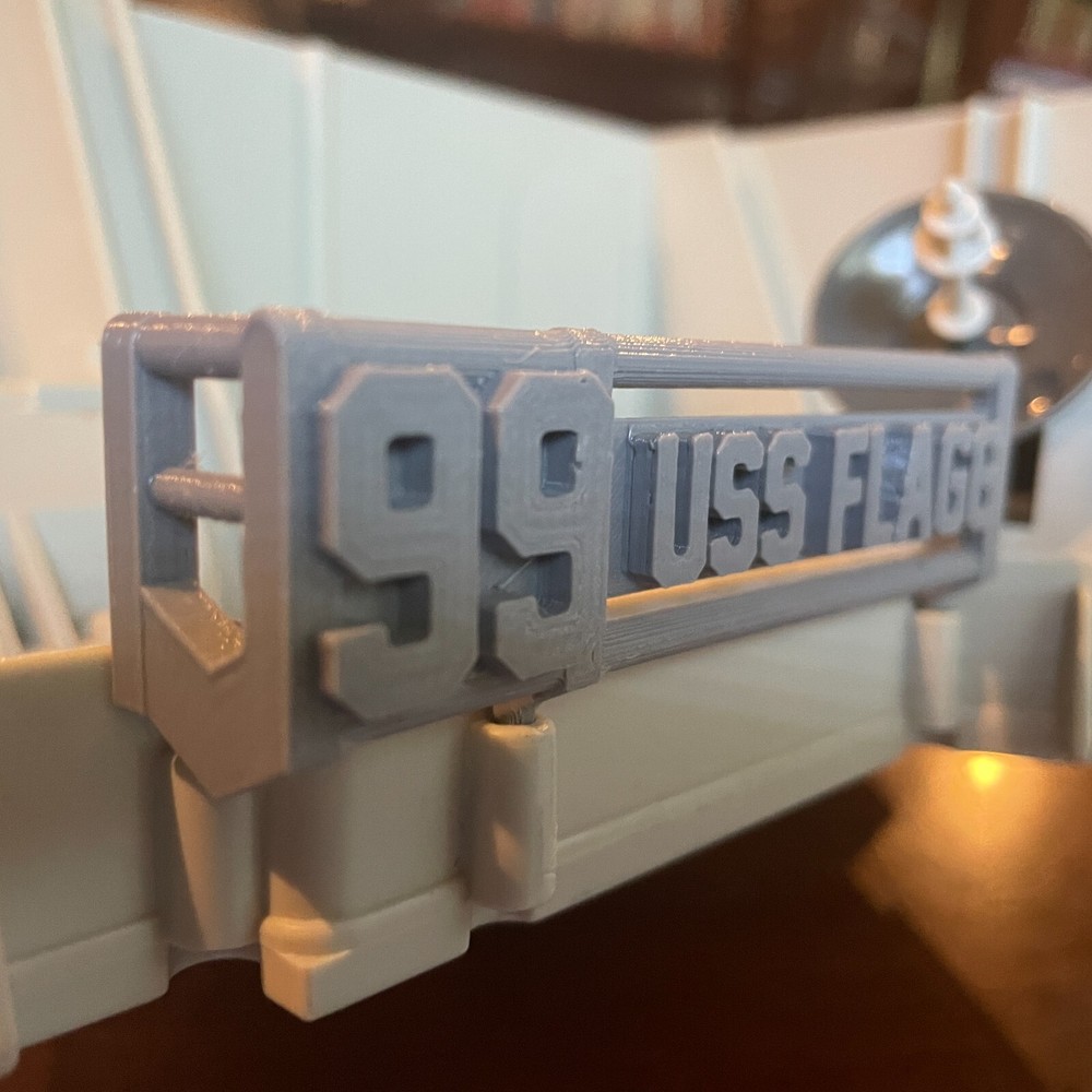 GI Joe USS Flagg Custom 3D Printed (PLA) Fantail Rail with “99” or “COBRA”