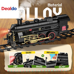 Train Set – Alloy Train Toys for Boys W/Glowing Carriage,Toy Train W/Smokes, Lig