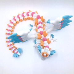 3D Printed Angelic Dragon Mystical Articulating 15 Inch White Blue Pink Peach US