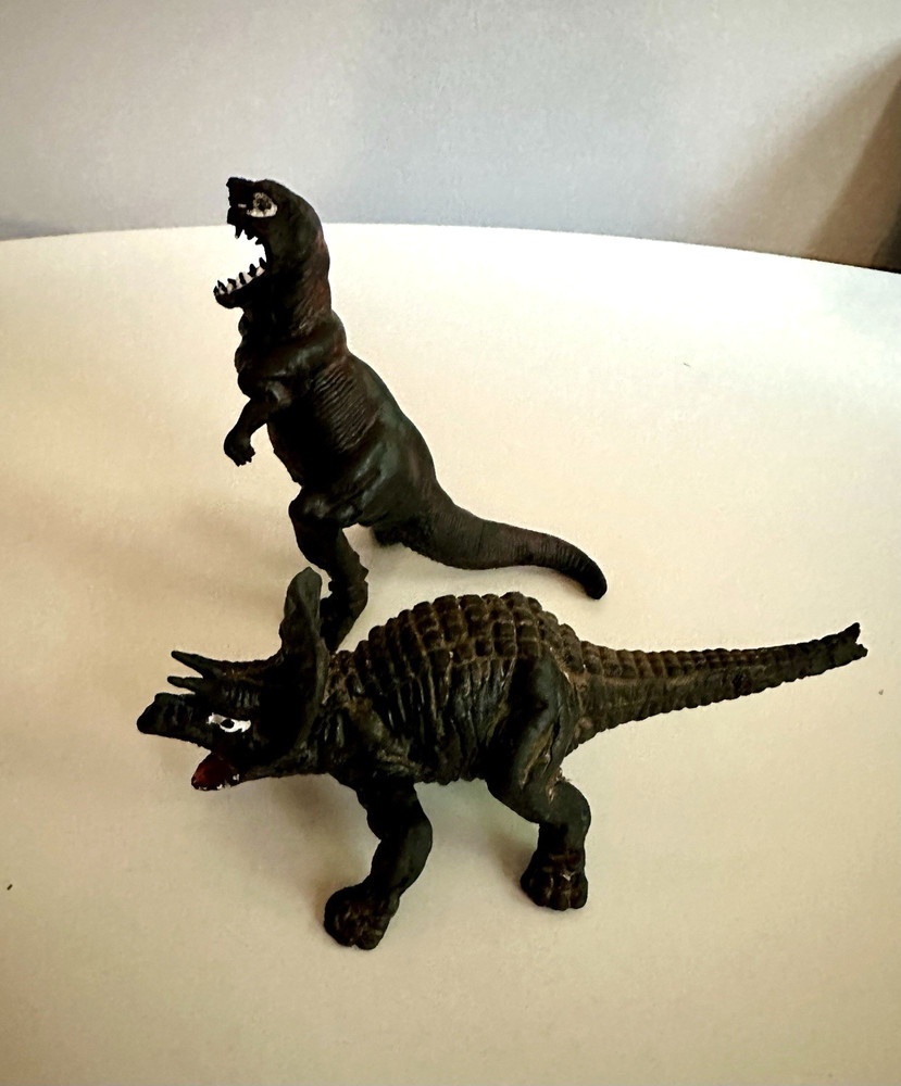 Vintage Imperial Black Plastic Rubber Dinosaur Monster Toys Hong Kong As Is