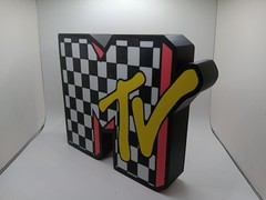 Retro 1980s style MTV Music TV Mtv Checkered Lightbox sign retro logo light box