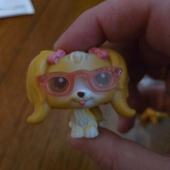 LITTLEST PET SHOP LPS #79 Authentic Dog Maltese Toy With Pink Glasses 2000s
