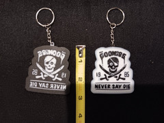 Goonies Keychain lot of 2 double sided black & white Goonies never die Retro 80s