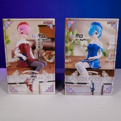 FuRyu Re:Zero Rem & Ram Book Girl Noodle Stopper Figure Set US SELLER