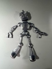 3D Printed Articulated Robot Figure Poseable Desk Toy Silver ~ 7”