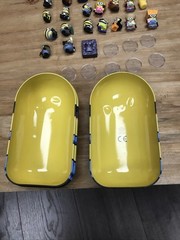 Despicable Me Mineez toy Lot 45 Figures 8 Stands 1 Metal Tin