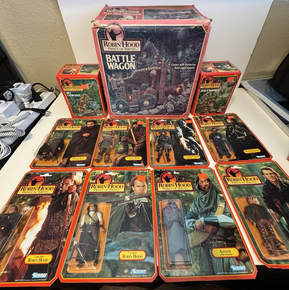 Kenner Robin Hood Battle Wagon Net Launcher Bola Bomber Figures Sealed! Lot (B)