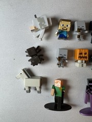 Minecraft Mini-Figures Metal Die Cast Plastic 1” Stone Series Lot Of 14