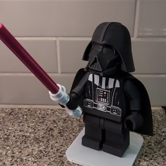 Star Wars Darth Vader Action Figure Black w/ Red Lightsaber Helmet Stand