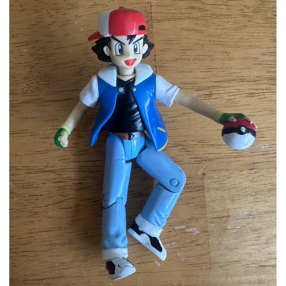 VTG Y2K 2000 Nintendo Pokemon Ash Ketchum Action Figure Blue Red 5 Inch Toy