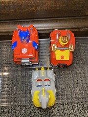 Transformers Rescue Bots Academy Pull Back Lot Of 3 Optimus Prime Heatwave WORKS