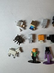 Minecraft Mini-Figures Metal Die Cast Plastic 1” Stone Series Lot Of 14