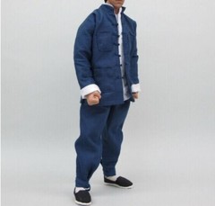 1/6 Long Sleeve blue Chinese-style Costume Kung Fu suit for 12″ figure ❶USA❶