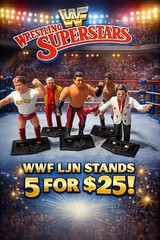 WWF LJN wrestling Figure Stand With WWF logo