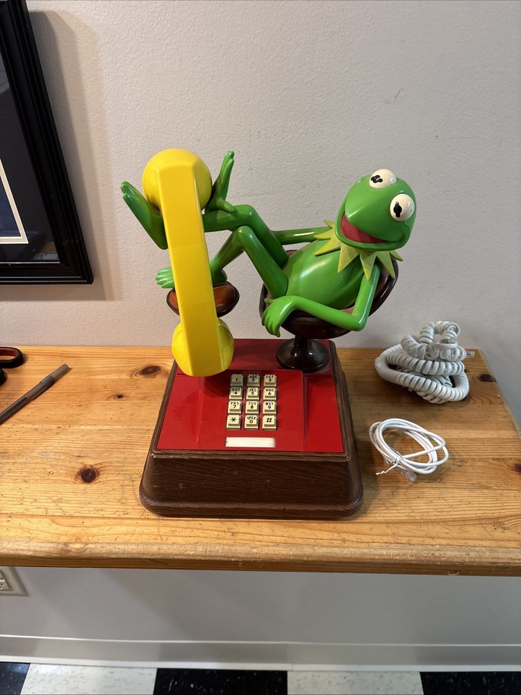 Vintage Kermit the Frog 1983 Telephone Jim Henson Landline WORKS WITH PROBLEMS