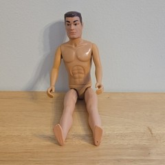 Fully Jointed Male Action Figure with Brown Hair & Clothing Plastic Beige