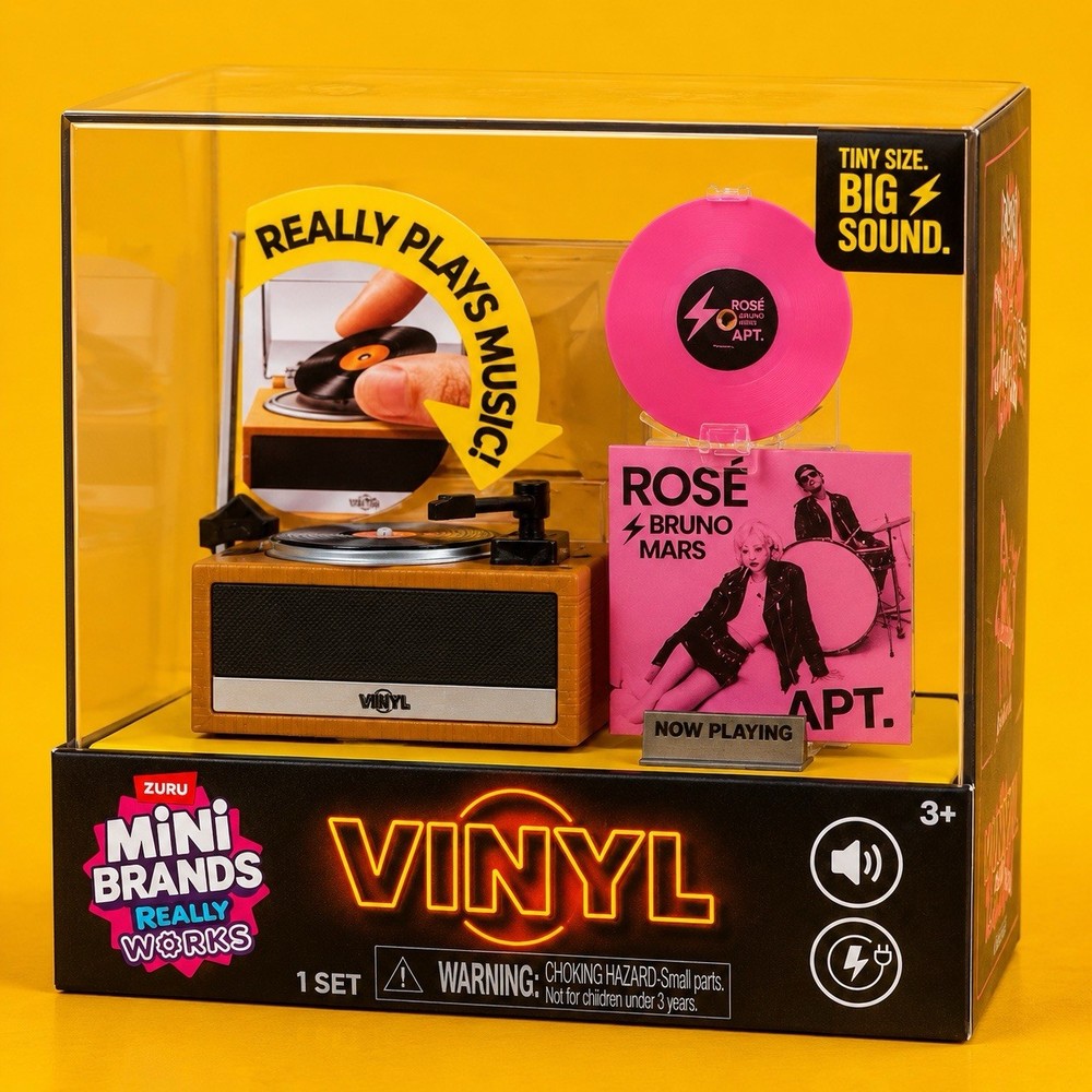 ZURU Mini Brands Vinyl Really Works Mini Record Player K-Pop ROSÉ APT. Set 3+