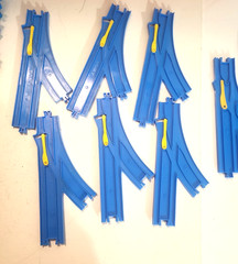 Vtg TOMY Plarail Blue Train Track Bridge Lot 145 pc Thomas & Friends TrackMaster