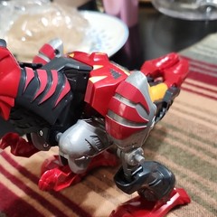 Plastic Action Figure Red Gray Black Yellow Transforming Robot T-Rex Toy