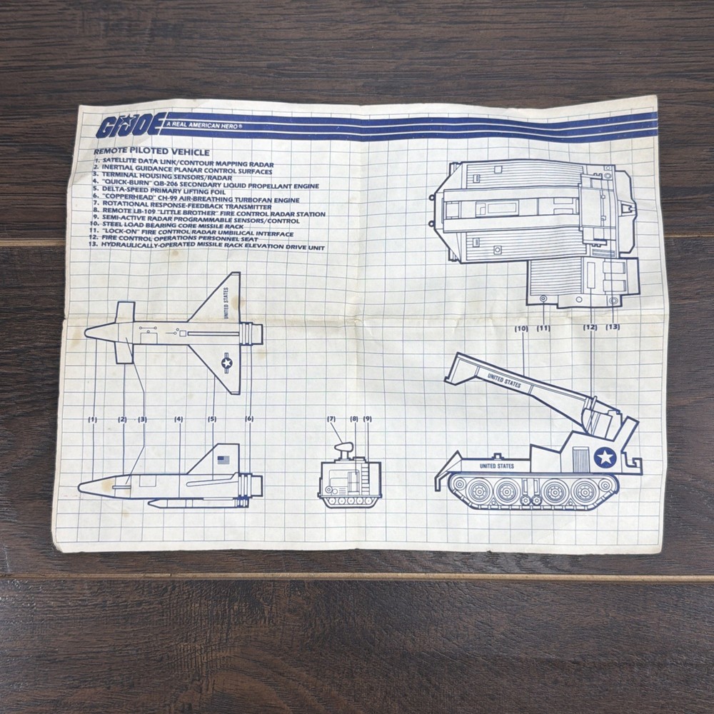 Vintage GI Joe 1988 RPV Remote Piloted Vehicle Instructions Blueprints