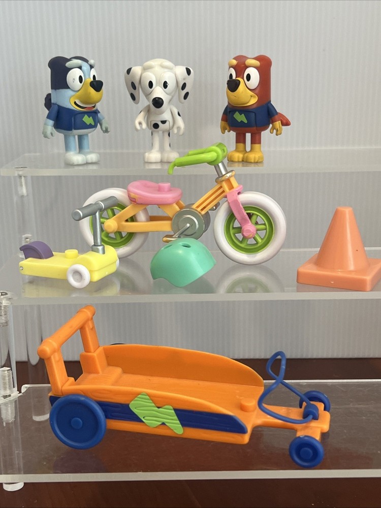 Bluey Playtime Adventures Bike Scooter Go Kart Figure Lot Set Bingo Chloe Rusty