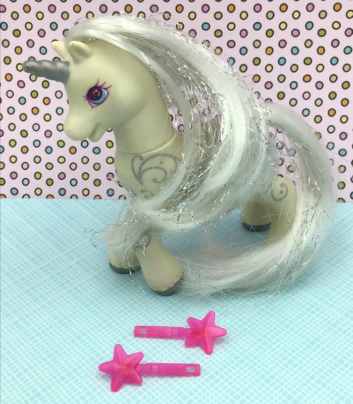My Little Pony G2 Princess Silver Swirl SILVER Unicorn Horn Star Barrettes 1997
