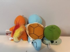 New 6”-7” Set Of 3 Pokemon Starters Charmander Squirtle And Bulbusaur Plush Toys